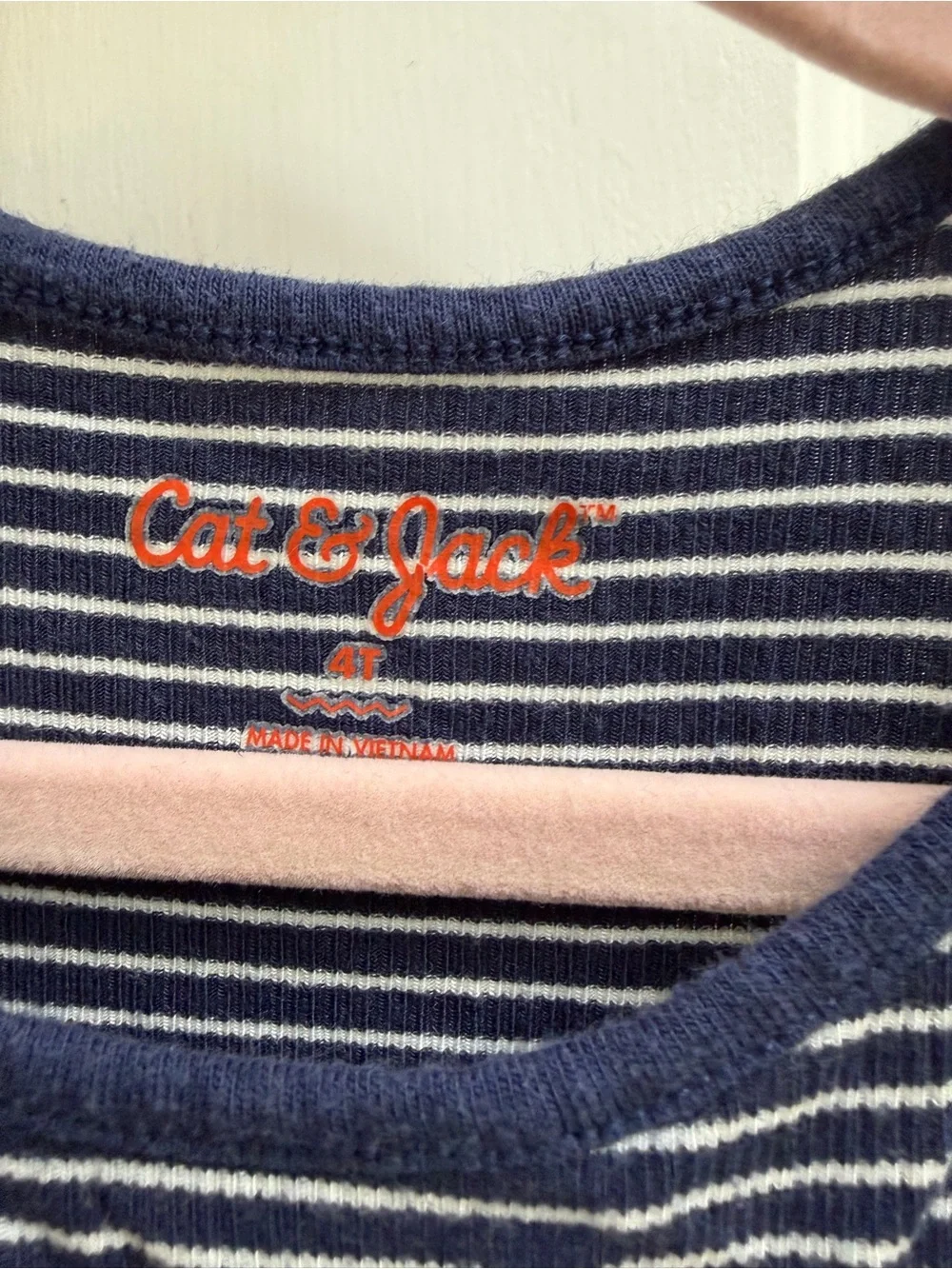 Cat & Jack Girls 4T Navy Blue and White Striped Ruffle Tank Top Sleeveless Dress